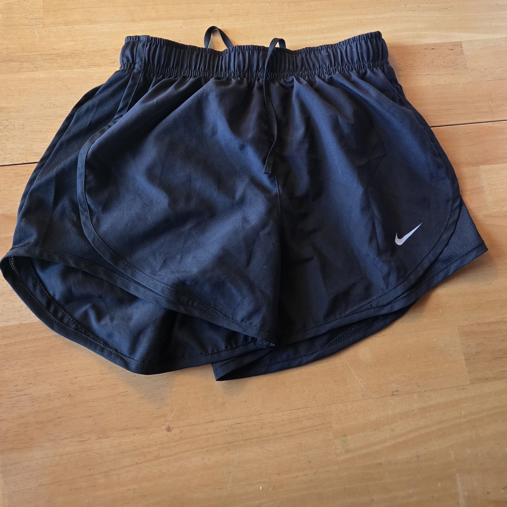 Nike Women’s Black Athletic Running Shorts with White Swoosh